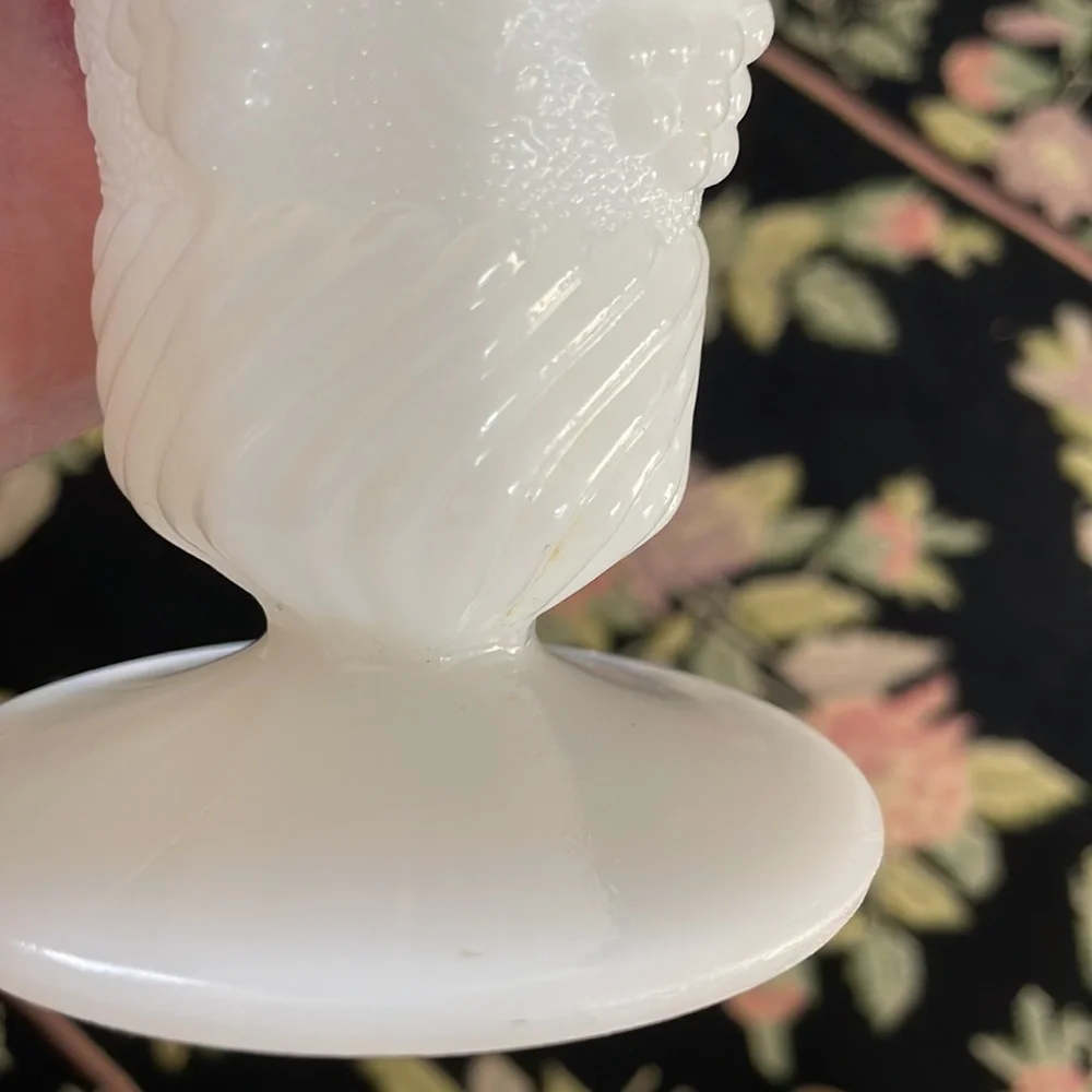 Anchor Hocking Milk Glass Pedestal Vase Vintage